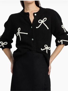 New with Tags Rails Francesca Francesca Black and Ivory Button Up Sweater